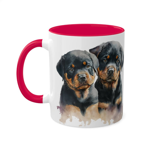 Rottweiler Pupies - Color Accent Mugs, 11oz 11oz Red